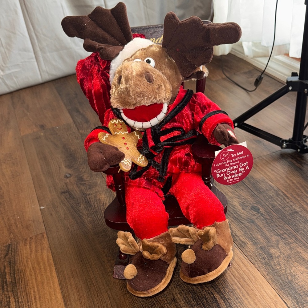 Dan Dee Red and Brown Holiday Moose Plush